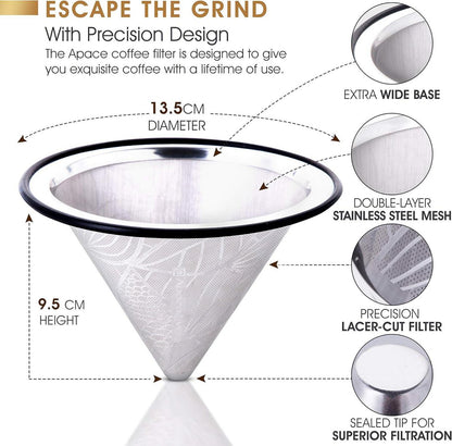 Edelstahl Kaffeefilter für Chemex Hario Bodum Kaffeebereiter