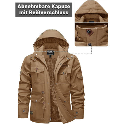 Herren Winterjacke Khaki Gefüttert Militärstil Lässig XXL