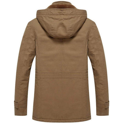 Herren Winterjacke Warm Gefüttert Militärstil Khaki 3XL