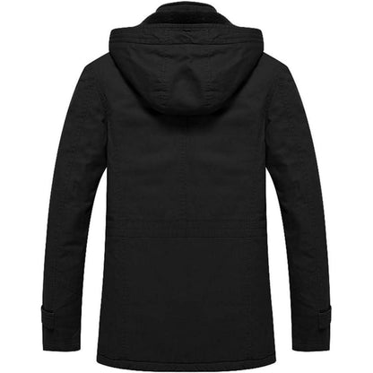 Herren Winterjacke Warm Gefüttert Militärstil Schwarz 3XL