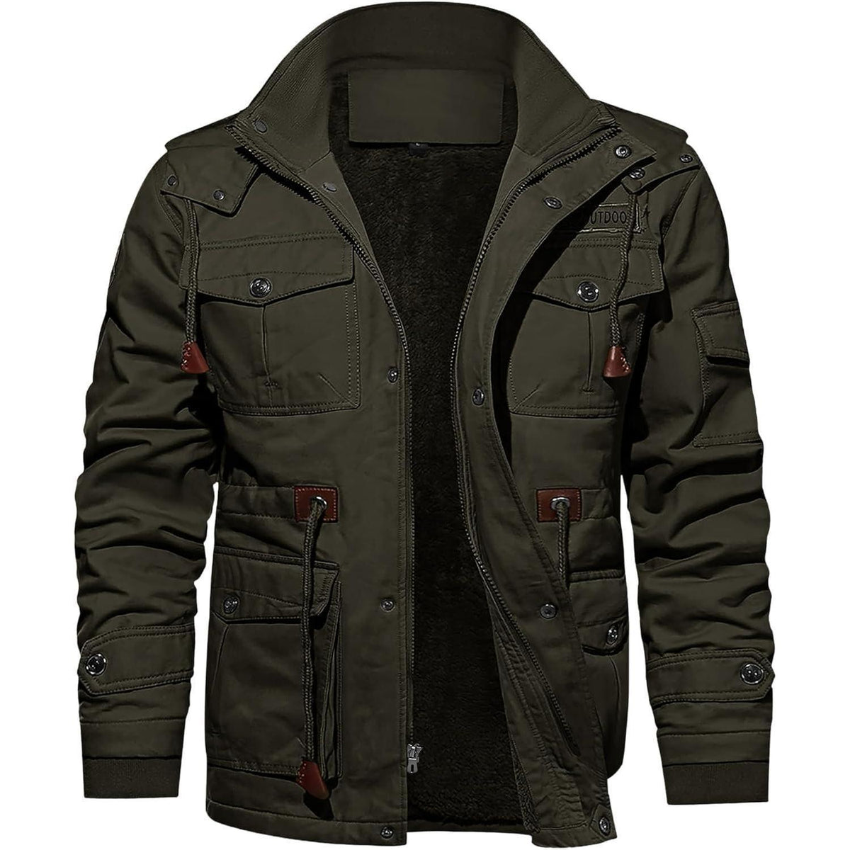 Herren Winterjacke Warm Gefüttert Militärstil Armeegrün 3XL