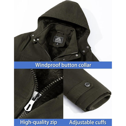 Herren Winterjacke Warm Gefüttert Militärstil Armeegrün 3XL