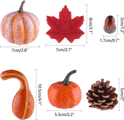 Herbst Thanksgiving Deko Set Kürbisse Tannenzapfen Ahornblätter