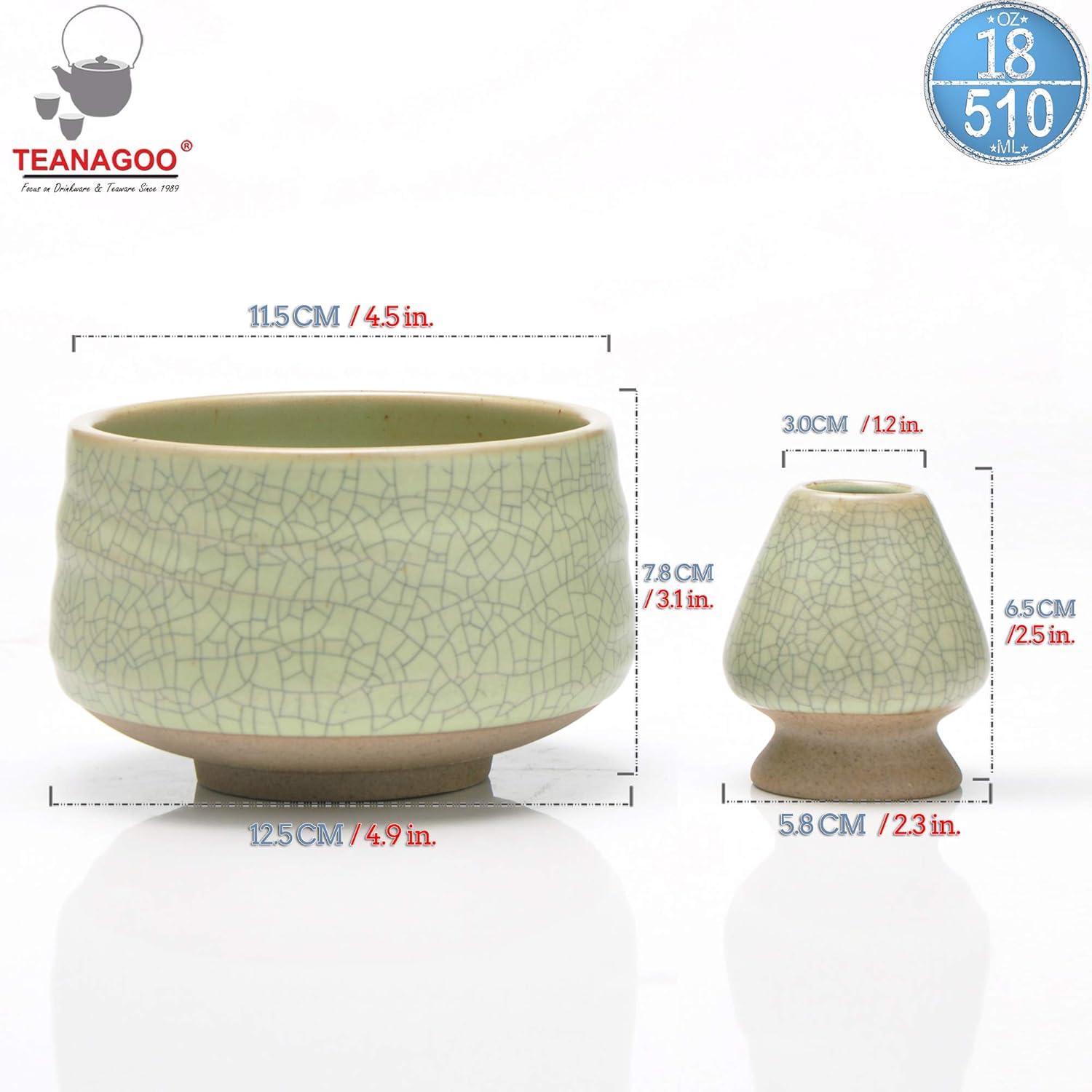 Chawan Matcha Tea Bowl und Whisk Set, 18 Unzen, mattes hellgrün, lebensmittelecht