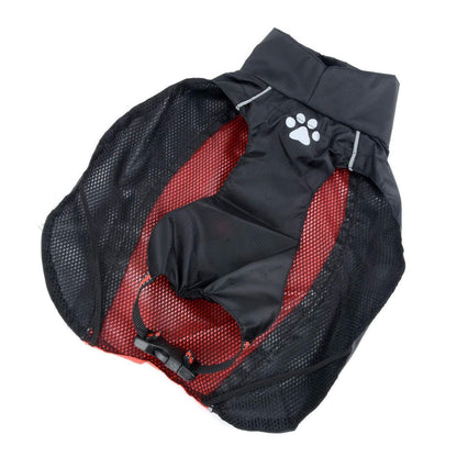 Wasserdichter Hunderegenmantel Rot 7XL – Atmungsaktiv & Reflektierend