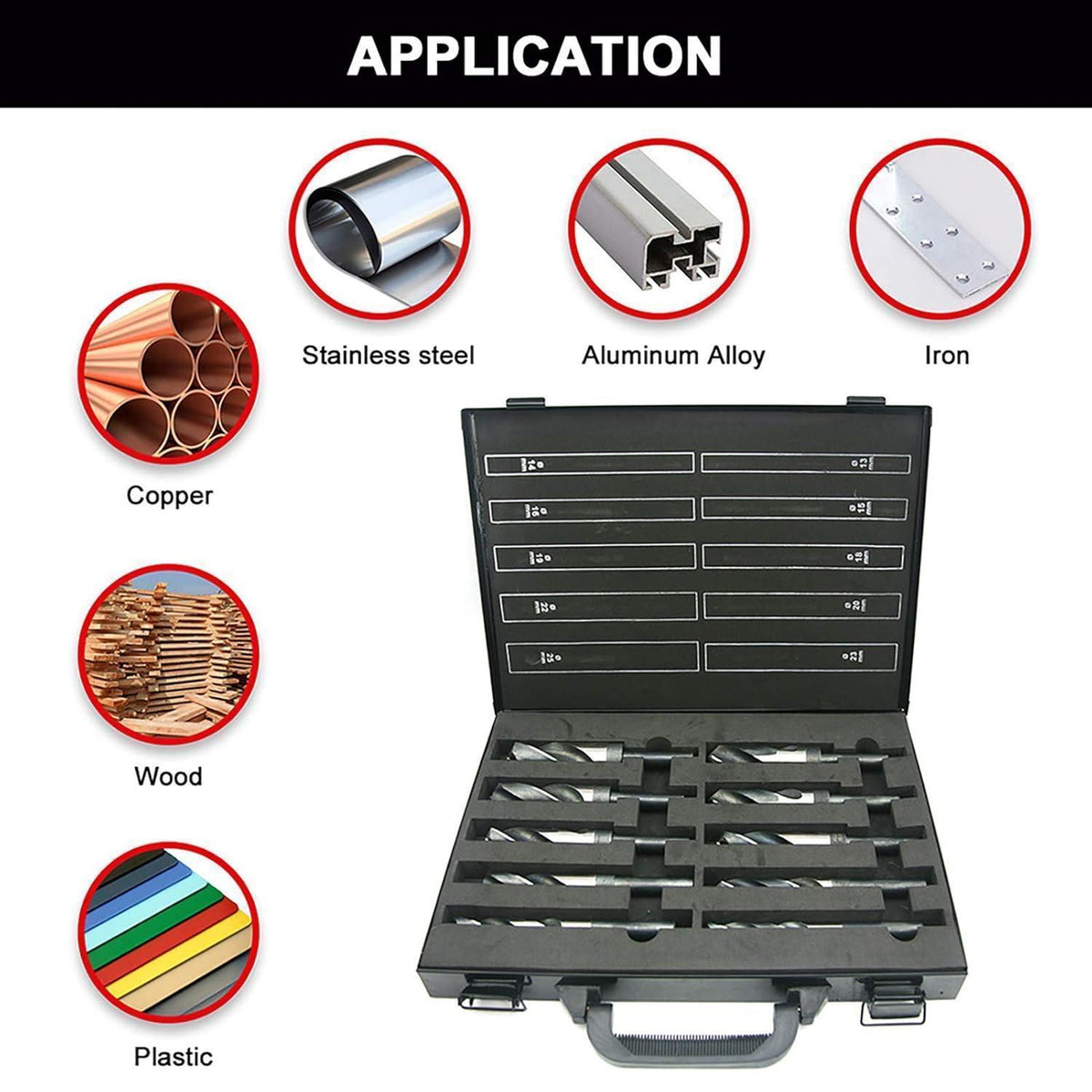 Schmiedebohrer HSS 10-teilig 13-25mm mit Metallkoffer