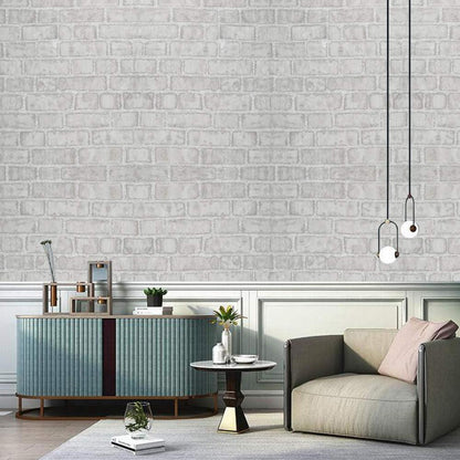 Graue Ziegeleffekttapete Selbstklebend Kunststoff-Vinyl 44x1000cm