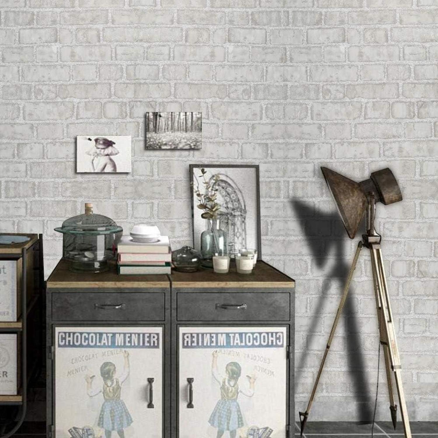 Retro Graue Ziegeltapete Selbstklebend Abnehmbar 44x1000cm