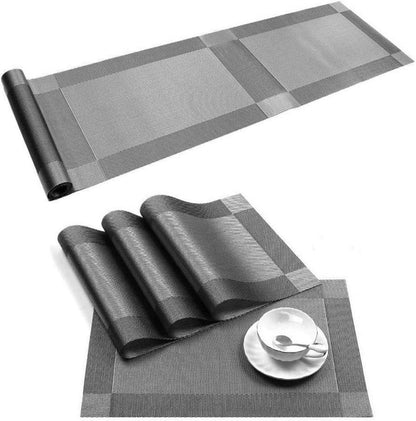 Placemats Set 4 Tischläufer & Tischsets Abwaschbar 30x45cm Silver