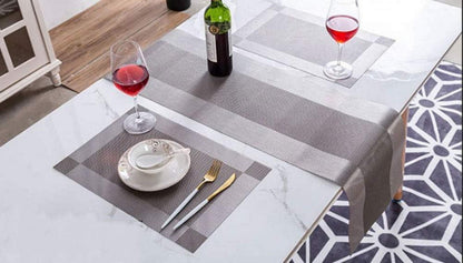 Placemats 4er Set Tischläufer Tischsets Abwaschbar 30x45cm Silver