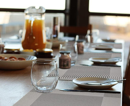 Tischsets Platzsets Tischläufer Set 4-teilig 30x45cm Abwaschbar Silber