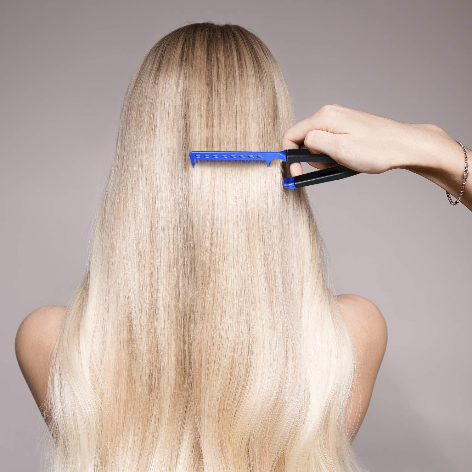 Glätte Kamm Salon Haarbürste V Förmiger Glättungskamm Roserot Blau Rot