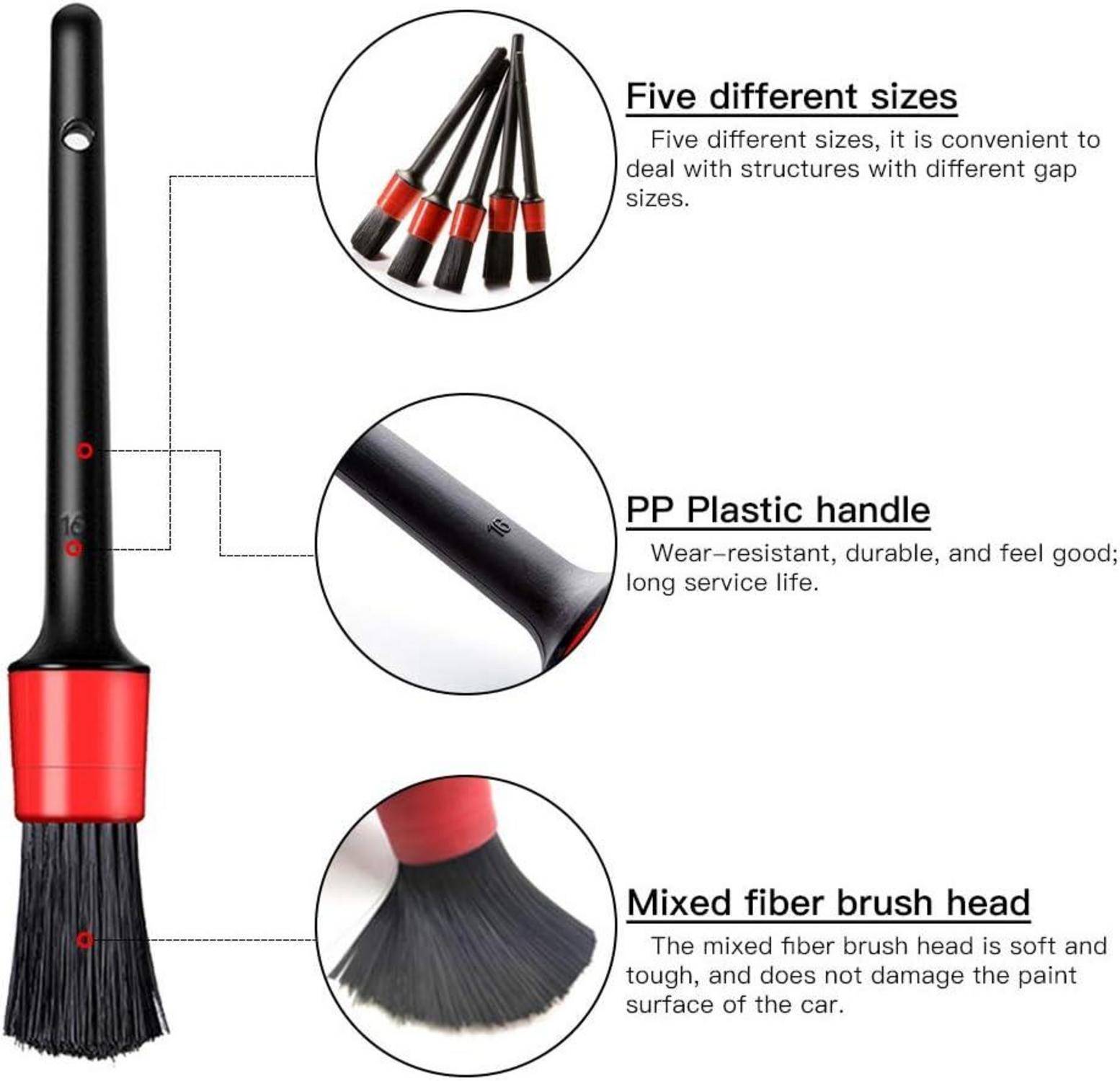 Auto Pinsel Set Detailing Felgen Alufelgen Reinigungspinsel 5er PKW Autopflege