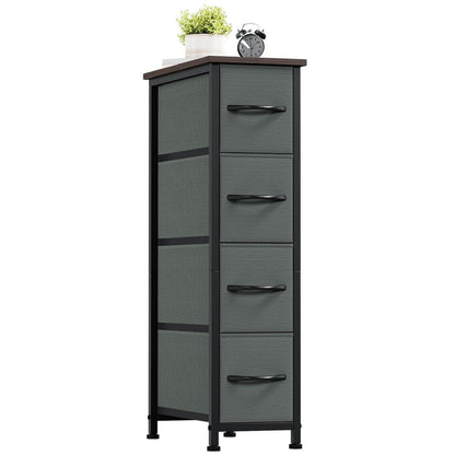 Somdot Kommode mit 4 Schubladen – Schmaler Aufbewahrungsschrank Grau