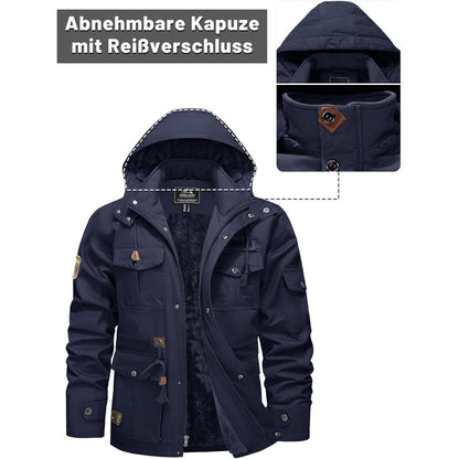 Herren Winterjacke Fleecegefüttert Marineblau 3XL