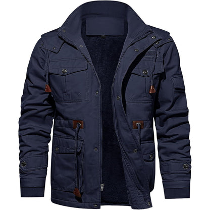 Herren Winterjacke Warm Gefüttert Militärstil Marineblau XXL