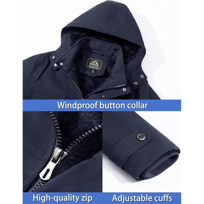 Herren Winterjacke Warm Gefüttert Militärstil Marineblau XXL