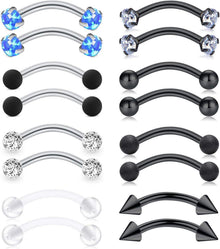 20Stk Augenbrauenpiercings Chirurgenstahl Curved Barbell Kugel Perle