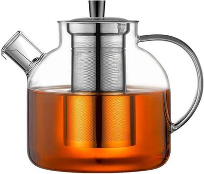Teekanne 1500ml Borosilikat Glas Edelstahl-Sieb Teebereiter