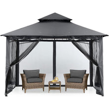 Doppeldach Gartenpavillon 2,5 x 2,5 m mit 4 Netz, Dunkelgrau