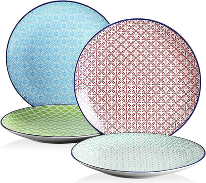 Desserteller Set bunt Porzellan Ø 21,5cm Macaron Muster 4-teilig