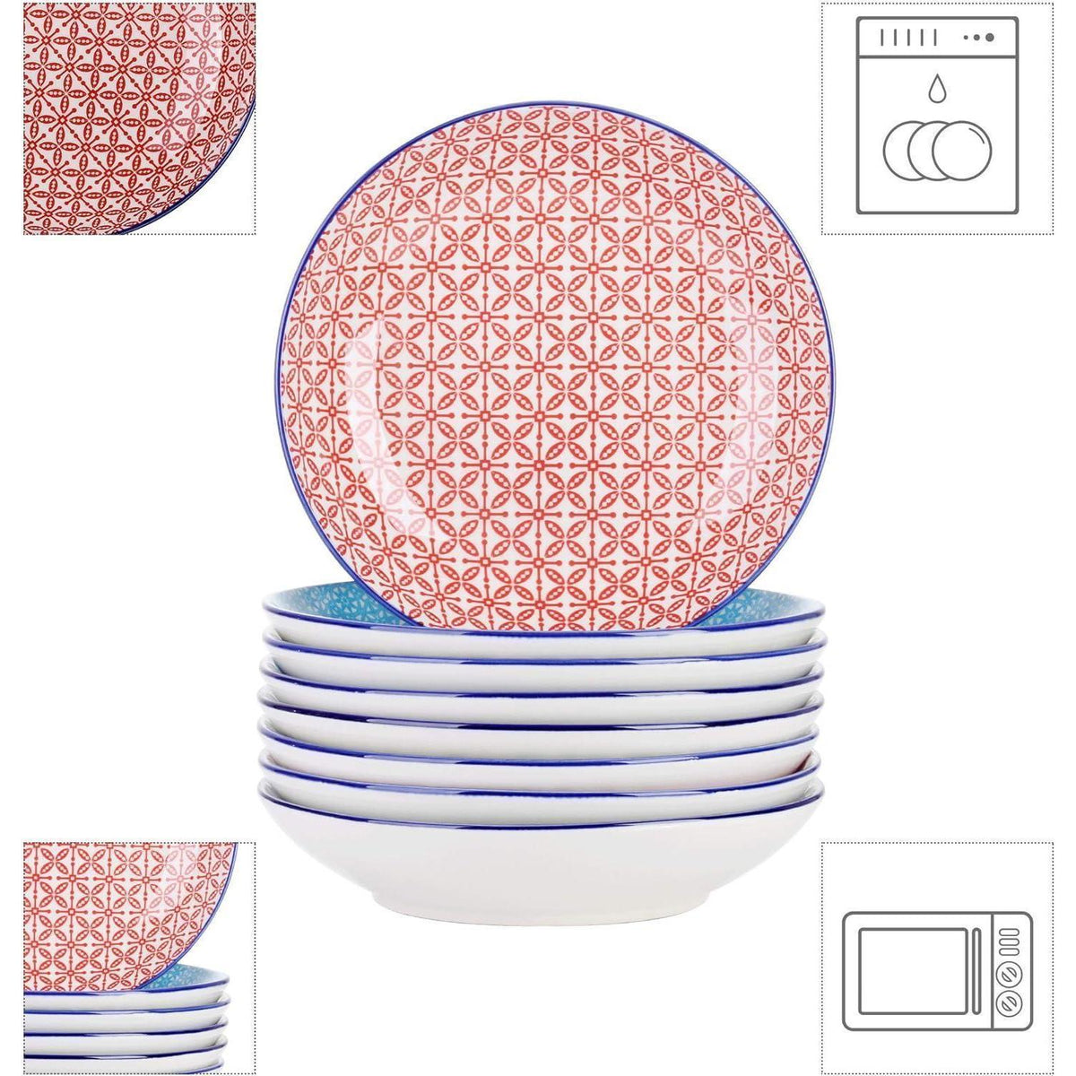 8-teiliges Suppentellerset bunt – Tiefteller 21,5 cm