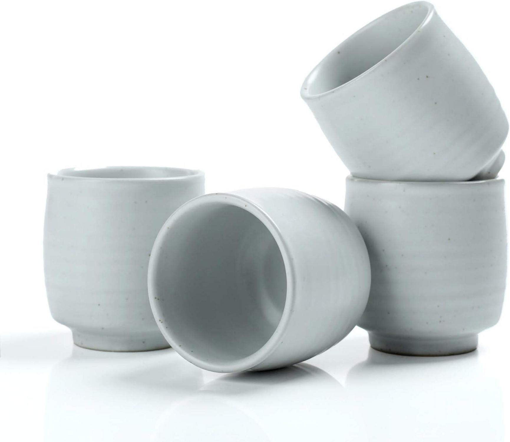Chinesische Teetassen 5,8 oz elfenbeinweiß Ruware 4 Stück PE-Schaum