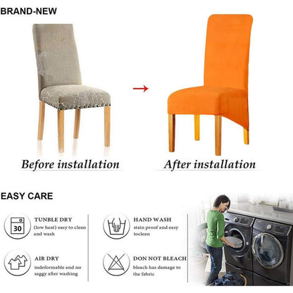 Stretchy Stuhlbezüge Samt Orange 6er Set (Groß)