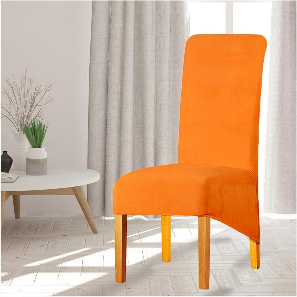 Stretchy Stuhlbezüge Samt Orange 6er Set (Groß)