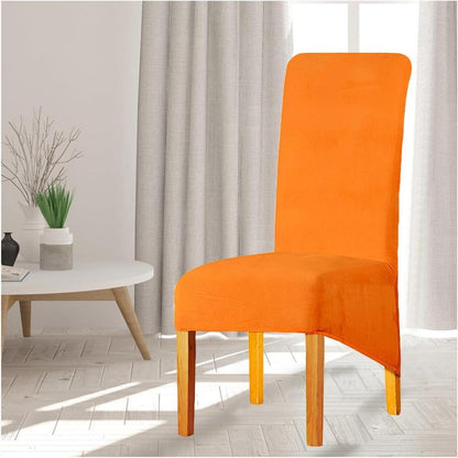 Stretchy Stuhlbezüge Samt Orange 6er Set (Groß)
