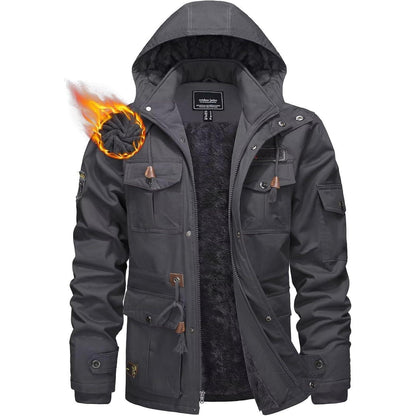 Herren Winterparka Fleecegefüttert mit Taschen & Kapuze