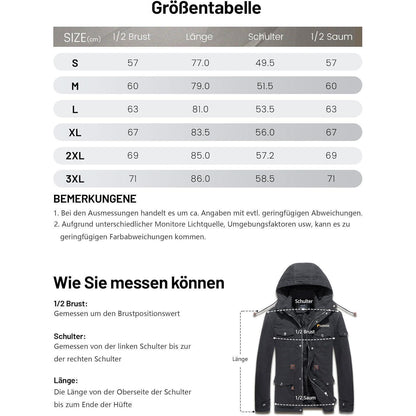 Herren Winterparka Fleecegefüttert mit Taschen & Kapuze
