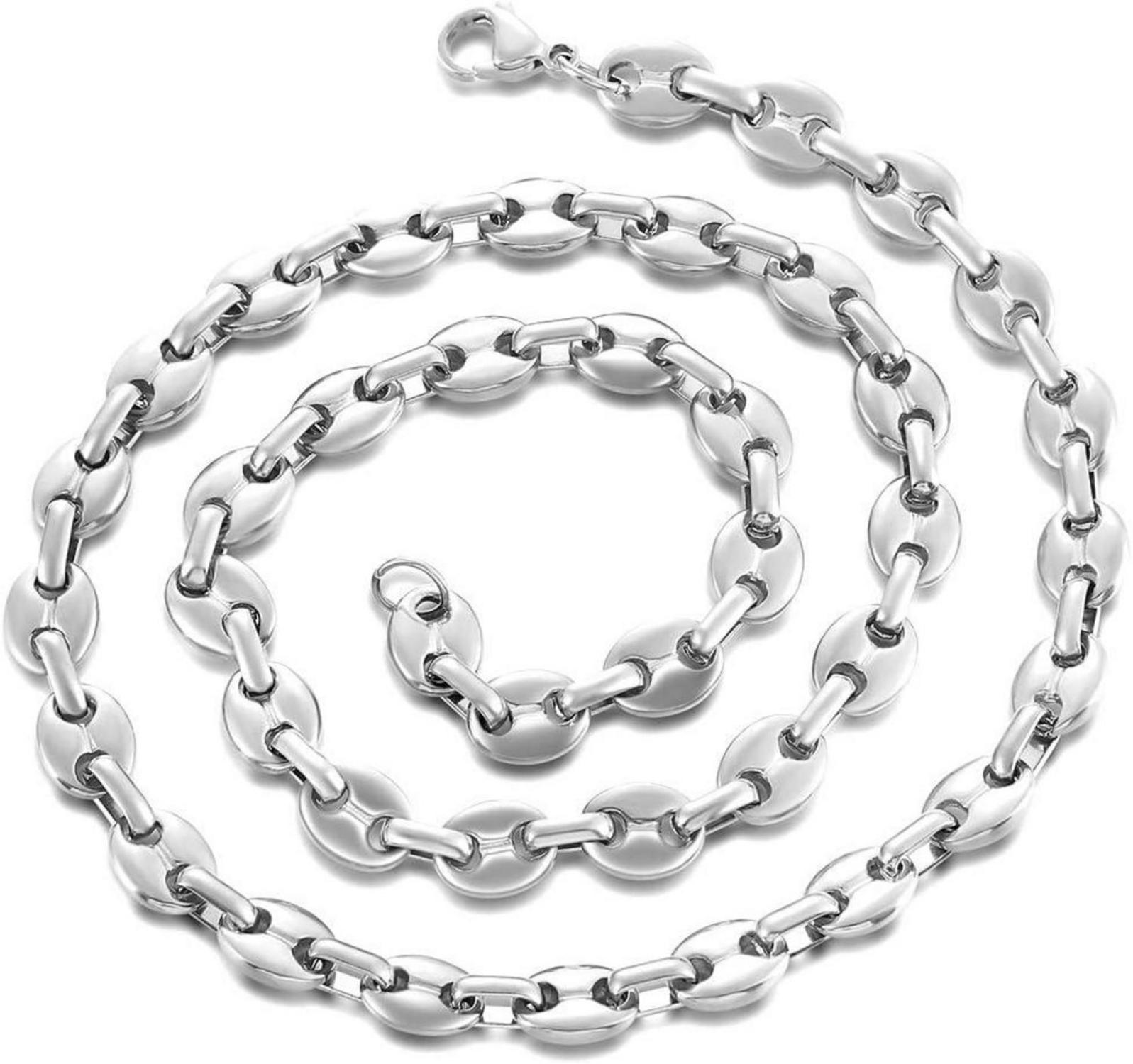 Kaffeebohne Halskette Herren Edelstahl 6/9/11mm Silber 51/56/61CM