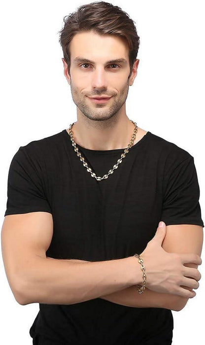 Halskette Herren Edelstahl Kaffeebohne Armband Set Hip Hop