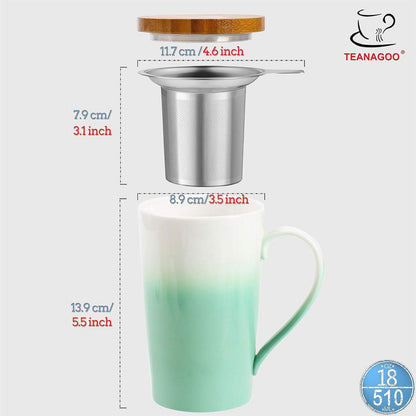 Teetasse mit Filter und Deckel 510ml Dunkleres Grün Frauen-Infuser Becher-Steeper-Hersteller für Liebhabergeschenk