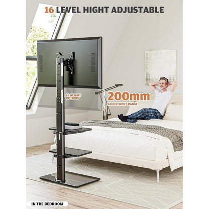 Höhenverstellbarer TV-Standfuß mit 3 Regalen für 19-42 Zoll TV
