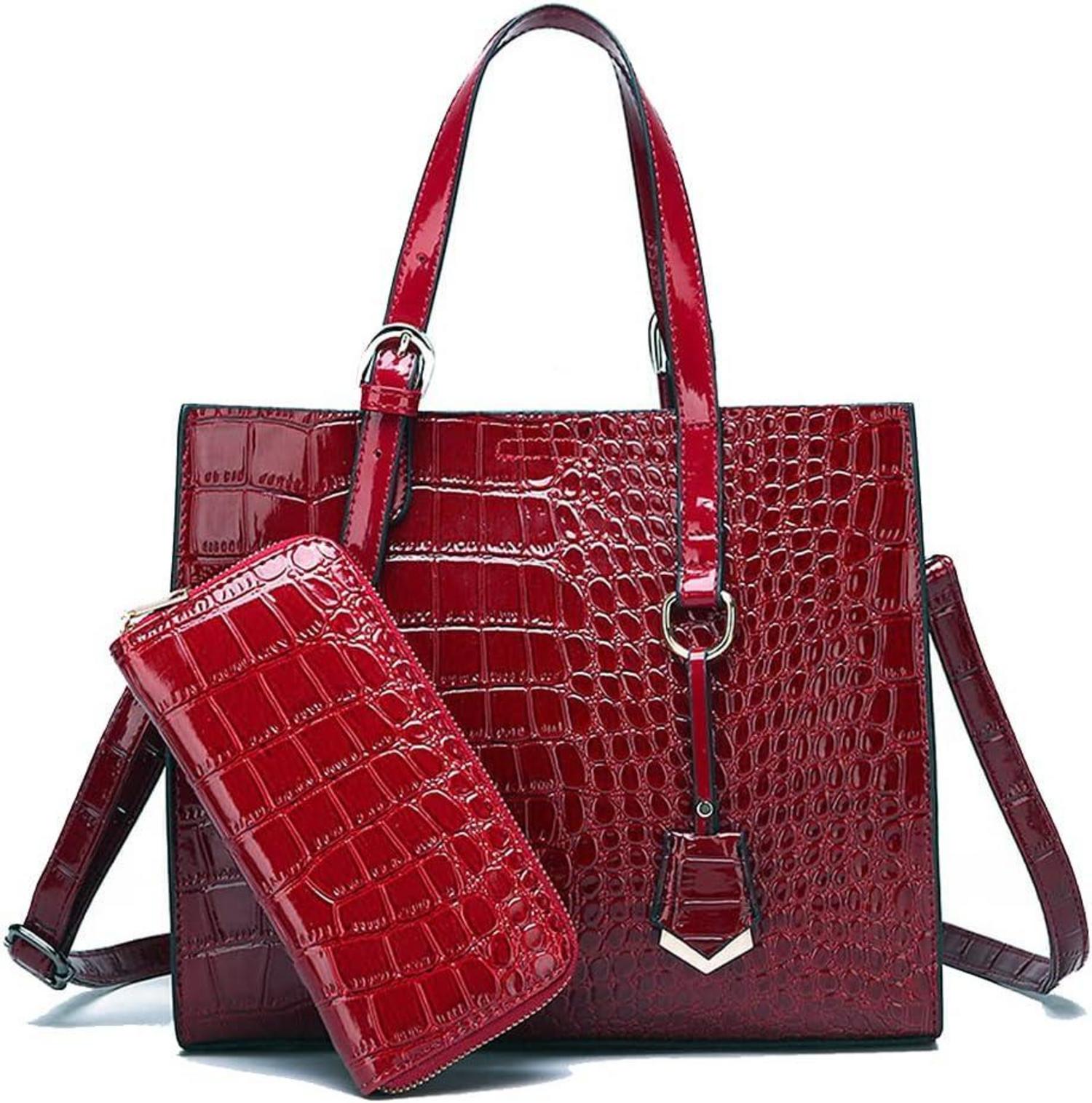 Damen Handtaschen Set Krokodil-Muster Schulter Umhängetasche