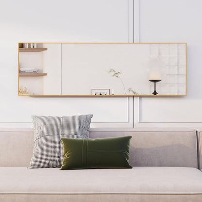 Ganzkörperspiegel Standspiegel Gold 140x40cm | Lehnend & Wandmontage