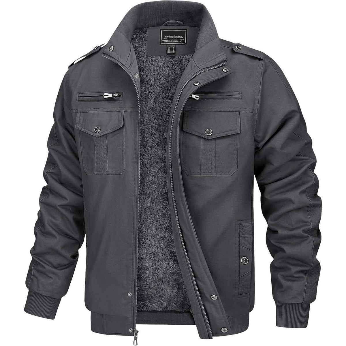 Herren Fleecejacke Winterjacke Grau – Warm & Funktional 3XL