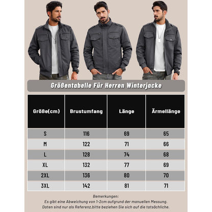 Herren Fleecejacke Winterjacke Grau – Warm & Funktional 3XL