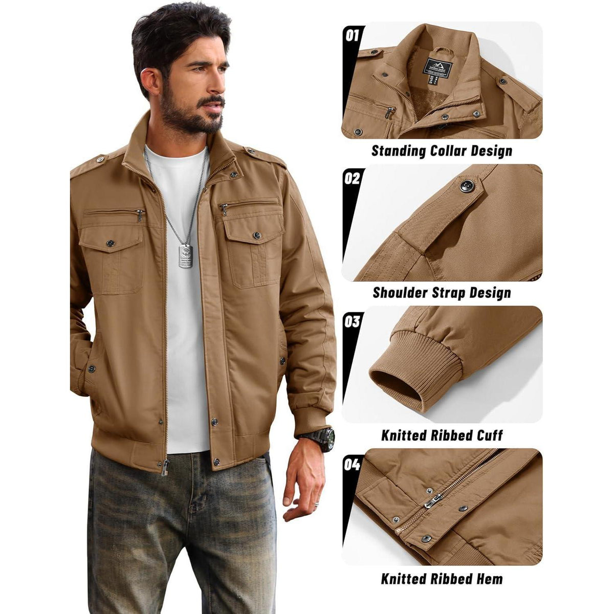 Herren Fleecejacke Winterjacke Warm & Funktional – Outdoor Parka XL