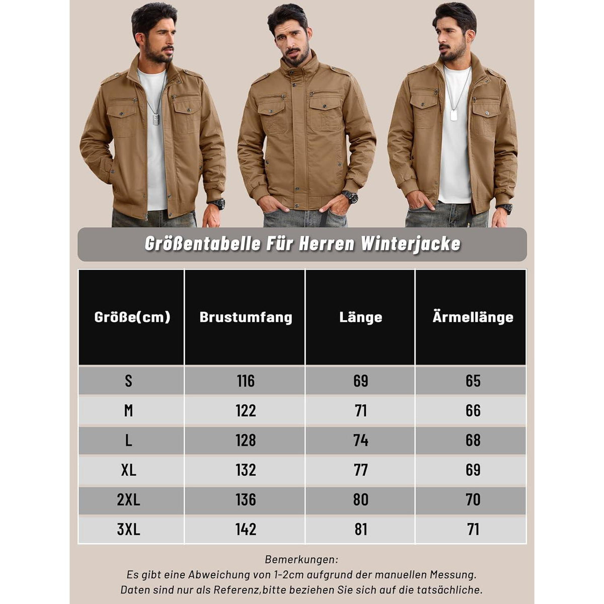 Herren Fleecejacke Winterjacke Warm & Funktional – Outdoor Parka XL