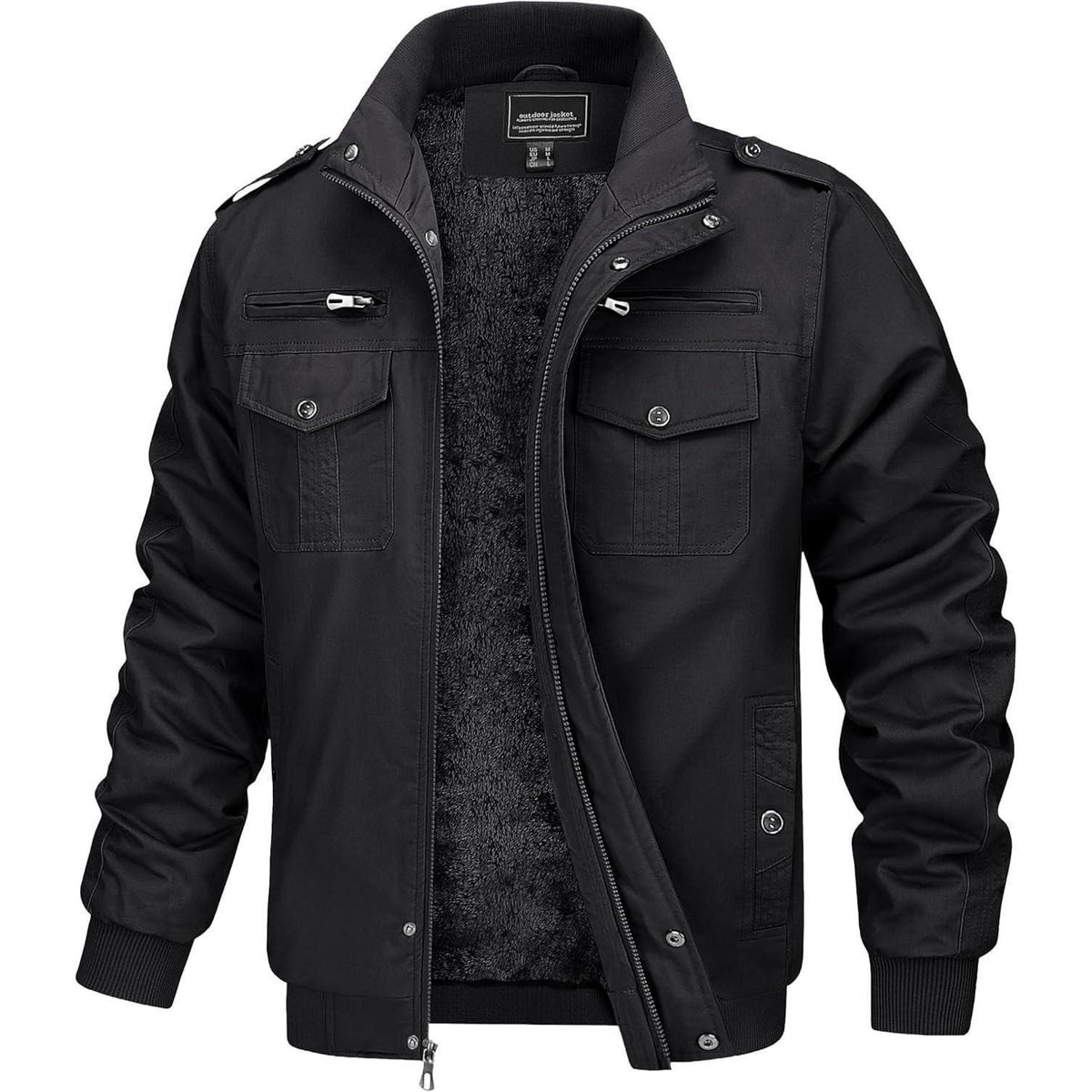 Herren Fleecejacke Winterjacke Warm & Praktisch – Schwarz