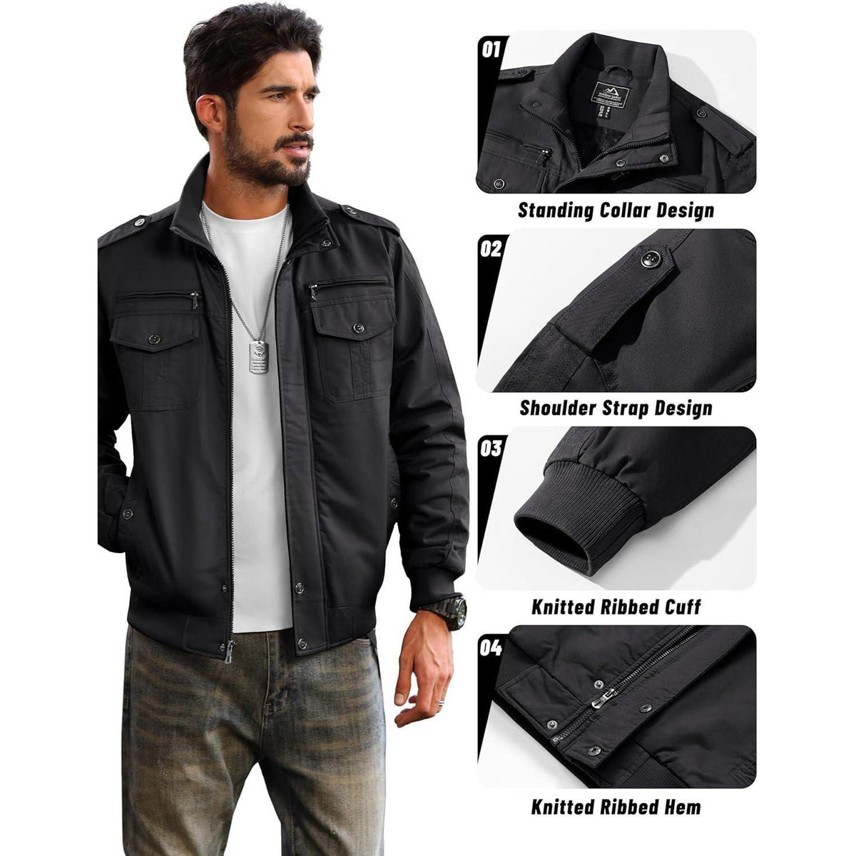 Herren Fleecejacke Winterjacke Warm & Praktisch – Schwarz