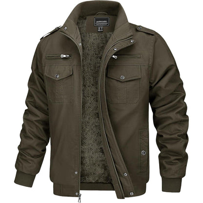 Herren Fleecejacke Winterjacke Warm & Funktional Armeegrün XL