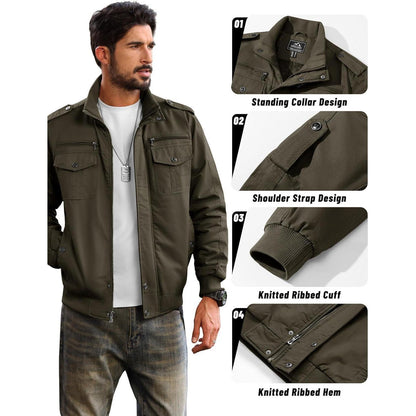 Herren Fleecejacke Winterjacke Warm & Funktional Armeegrün XL