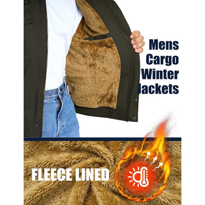 Herren Fleecejacke Winterjacke Warm & Funktional Armeegrün XXL