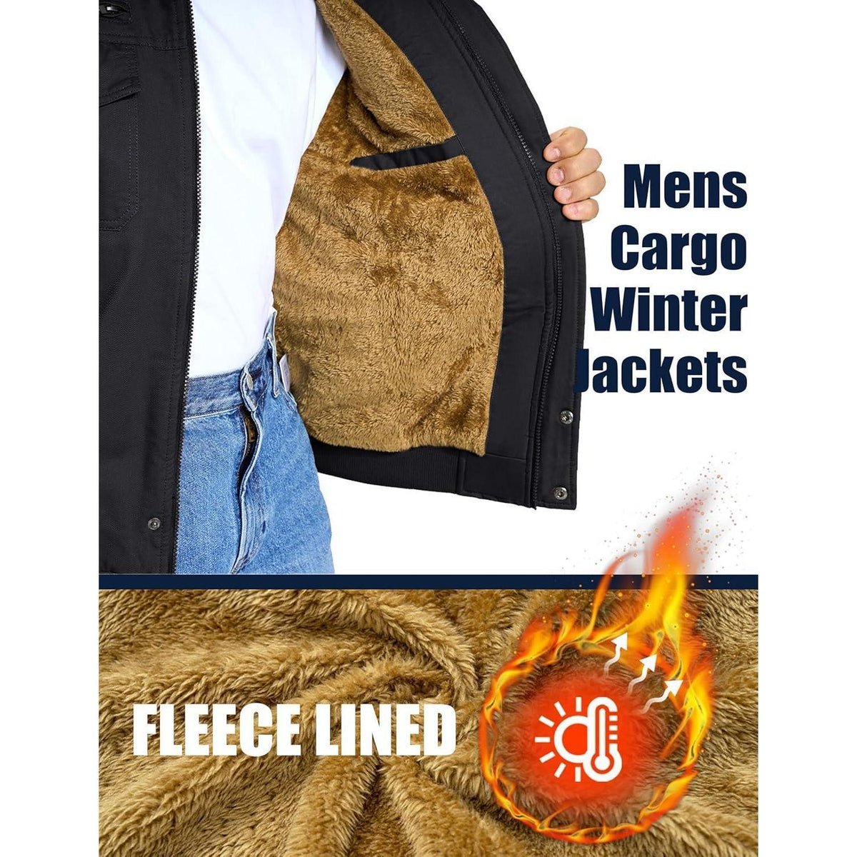 Herren Fleecejacke Winterjacke Warm & Funktional XL
