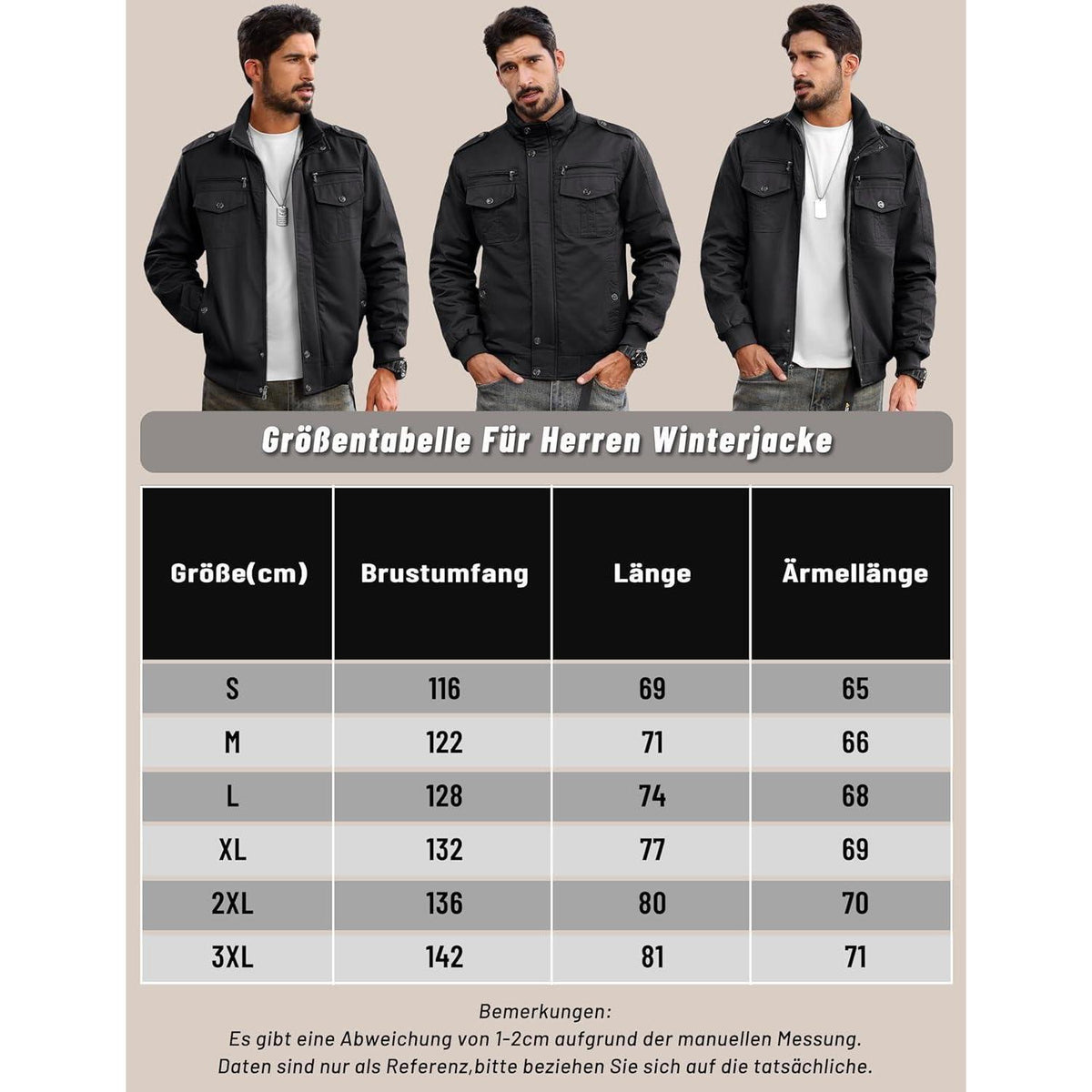 Herren Fleecejacke Winterjacke Warm & Funktional XL