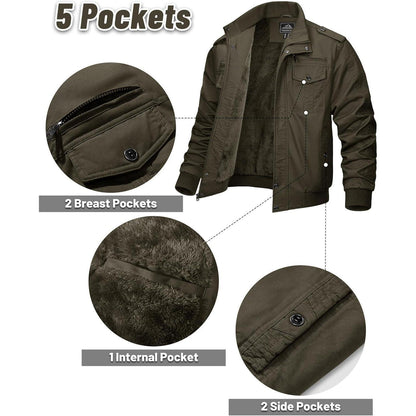 Herren Fleecejacke Winterjacke Warm & Funktional Armeegrün 3XL